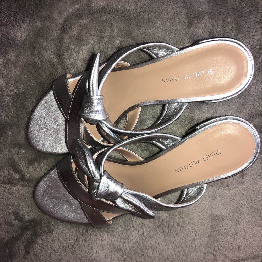 Bandeau Metallic Slide Sandal by STUART WEITZMAN Sz 8